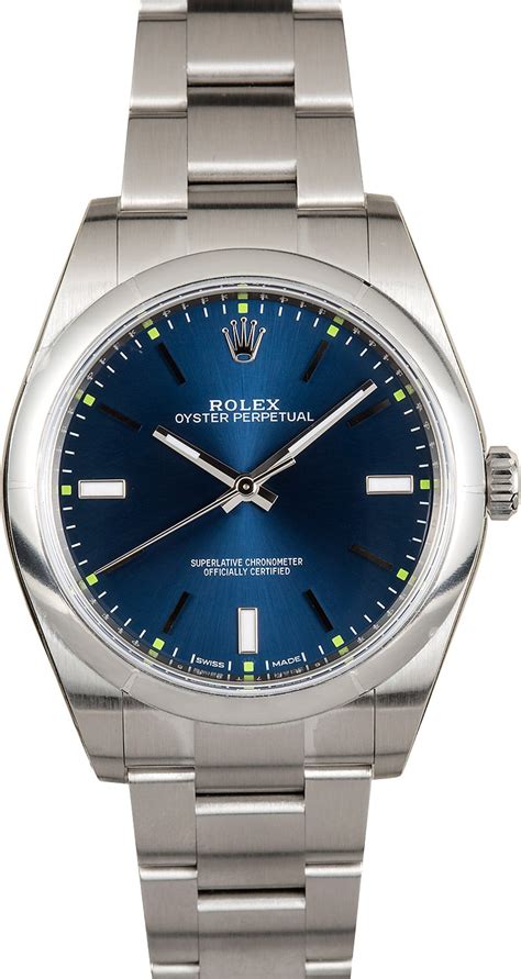 rolex perpetual 39 blue face review|39mm oyster perpetual watch.